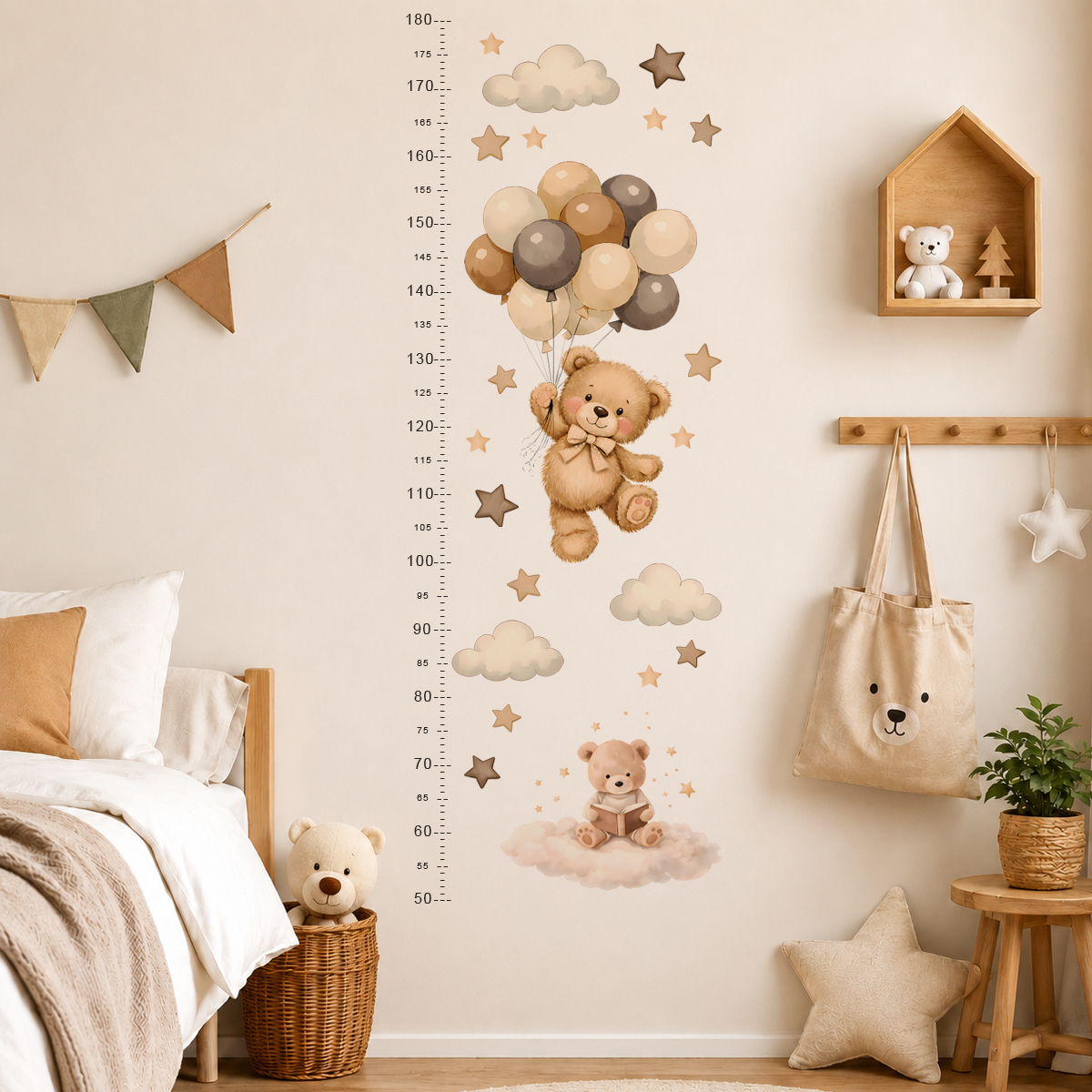 Baby Nursery Needs - Bohemia Cute Bear Height Chart Wall