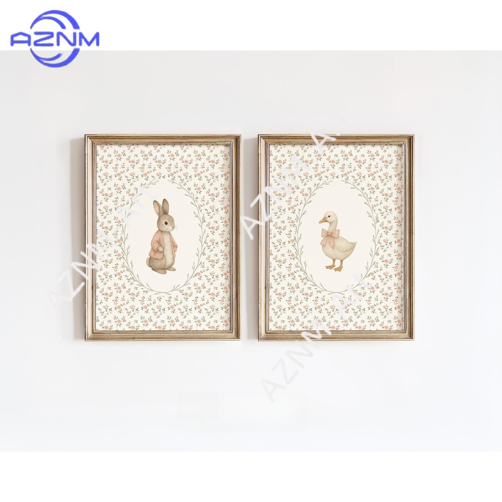 Baby Nursery Vintage Decor - 1/2Pcs Goose & Bunny Nursery Wall