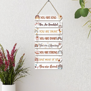 Baby Nursery Quotes - Rainbow Wooden Hanging Sign Inspirational Quote