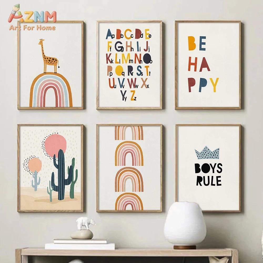 Baby Nursery Needs - Rainbow Alphabet Poster Educational ABC Letter