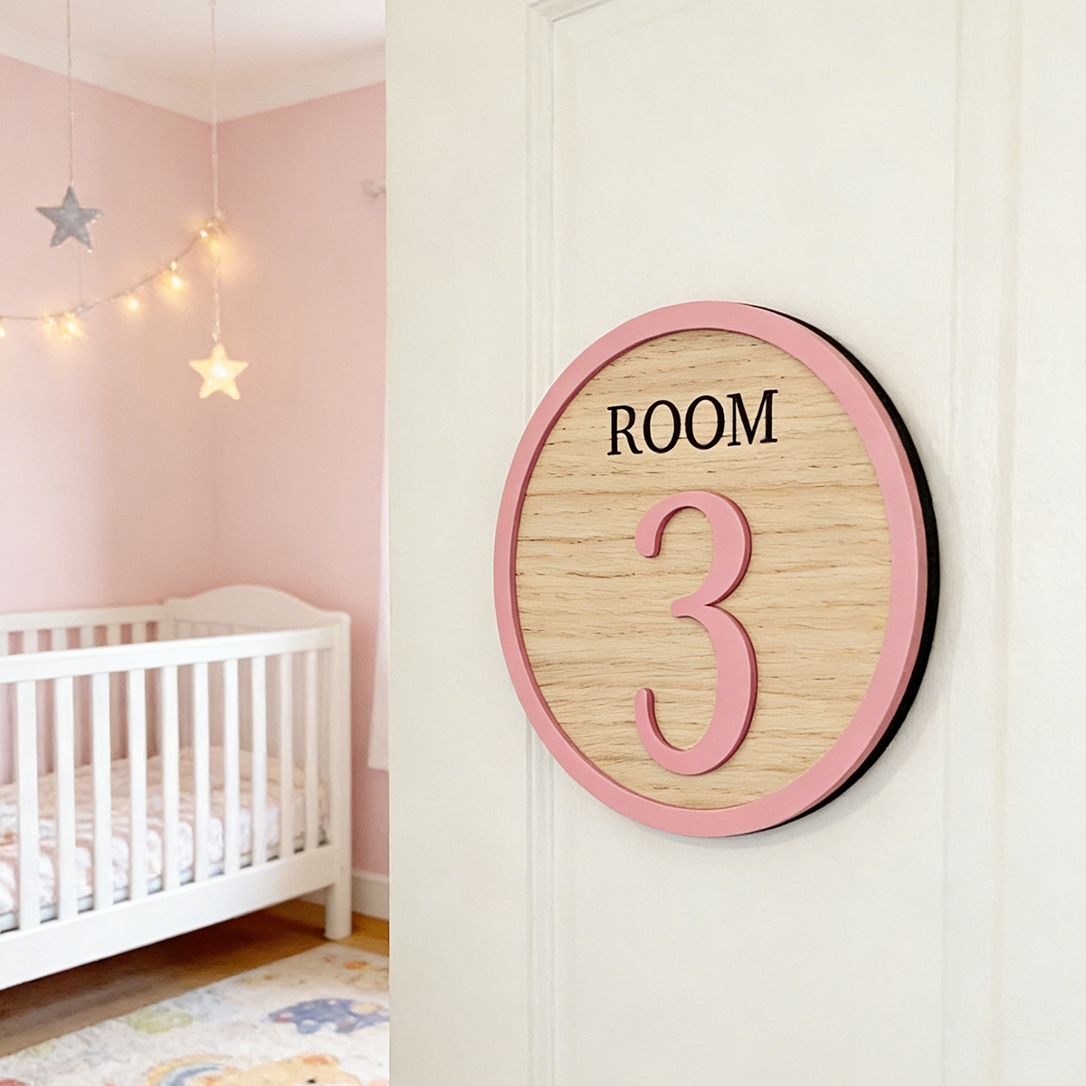 Baby Nursery Wall Decor - 1Pc Cutom Room Number Wooden Acrylic