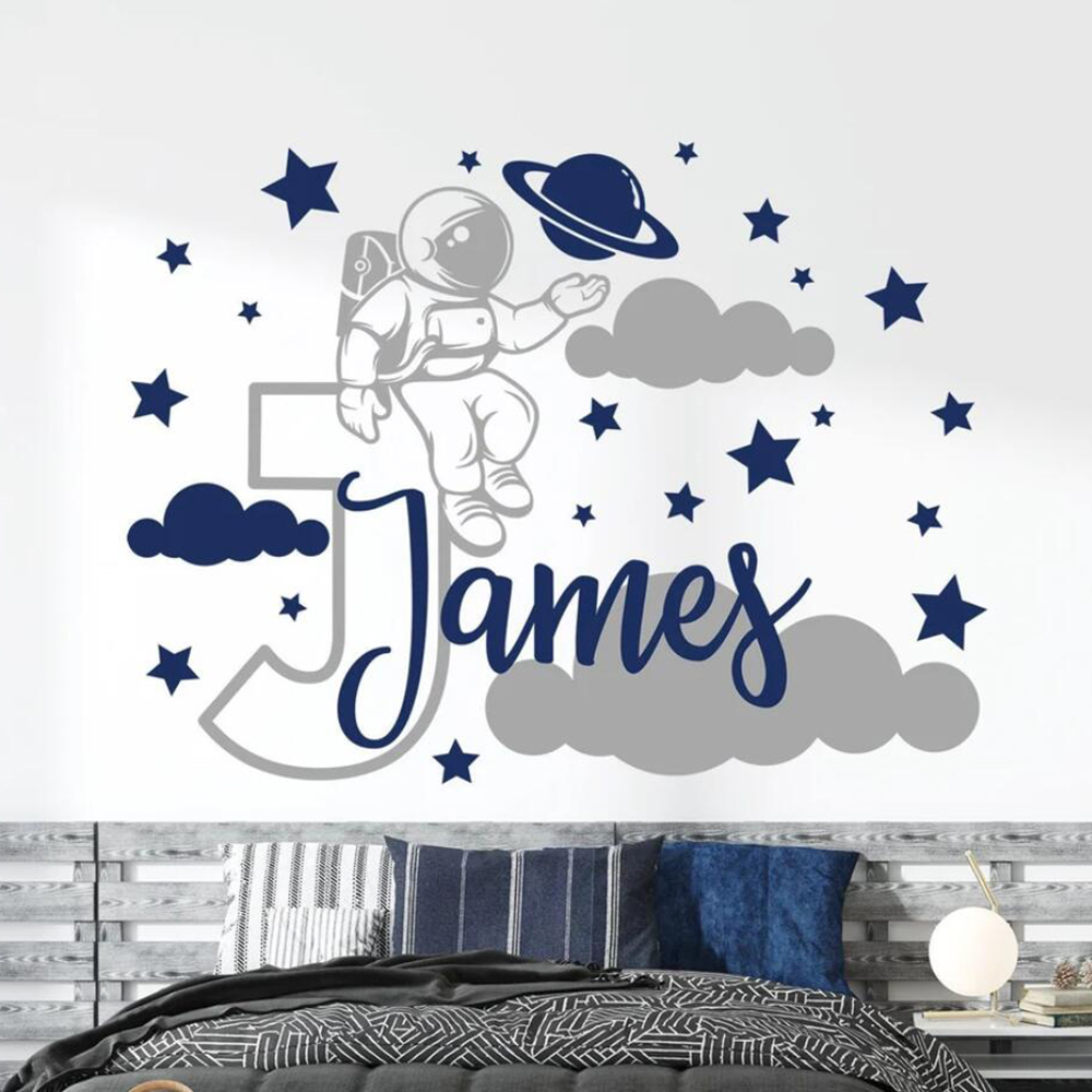 Baby Nursery Needs - Custom Name Cartoon Space Astronaut Star