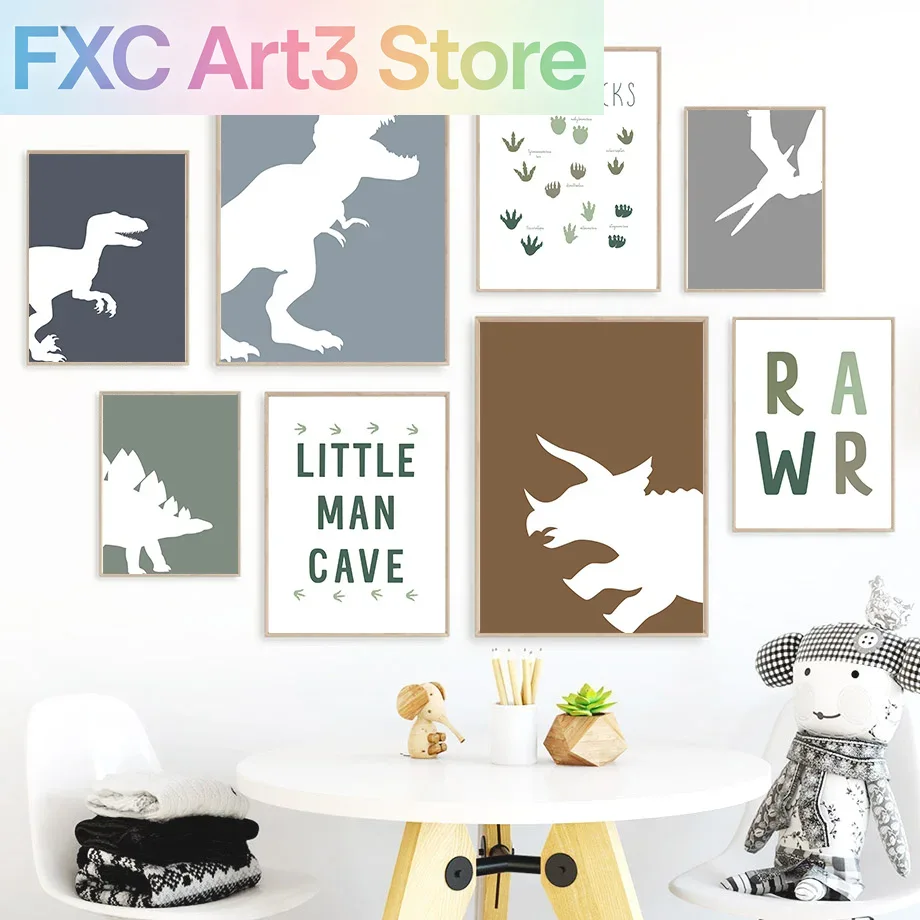 Baby Nursery Quotes - Frameless Jurassic Dinosaur Tyrannosaurus Rex Triceratops