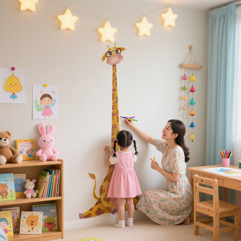 Baby Nursery Wall Decor - Giraffe Growth Chart Wall Sticker Removable