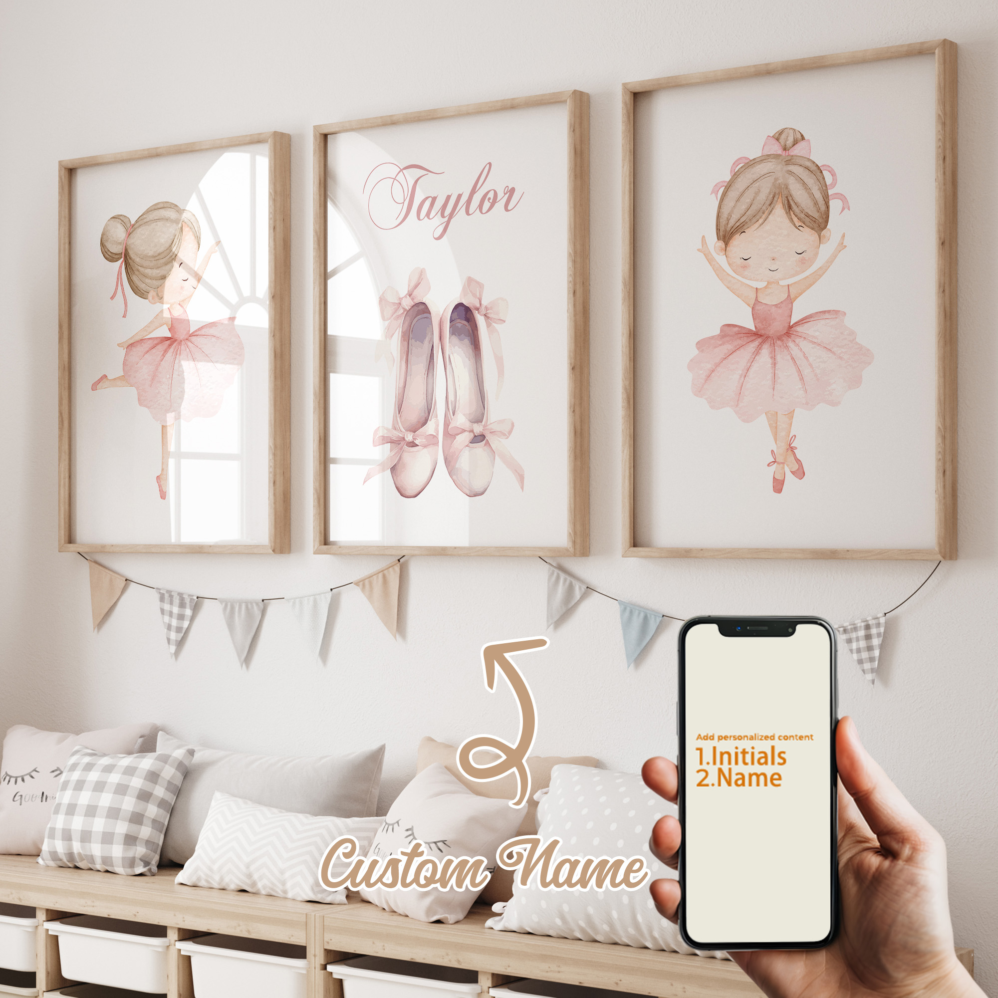 Baby Nursery Name - 3pcs Personalized Custom Name Cartoon Child