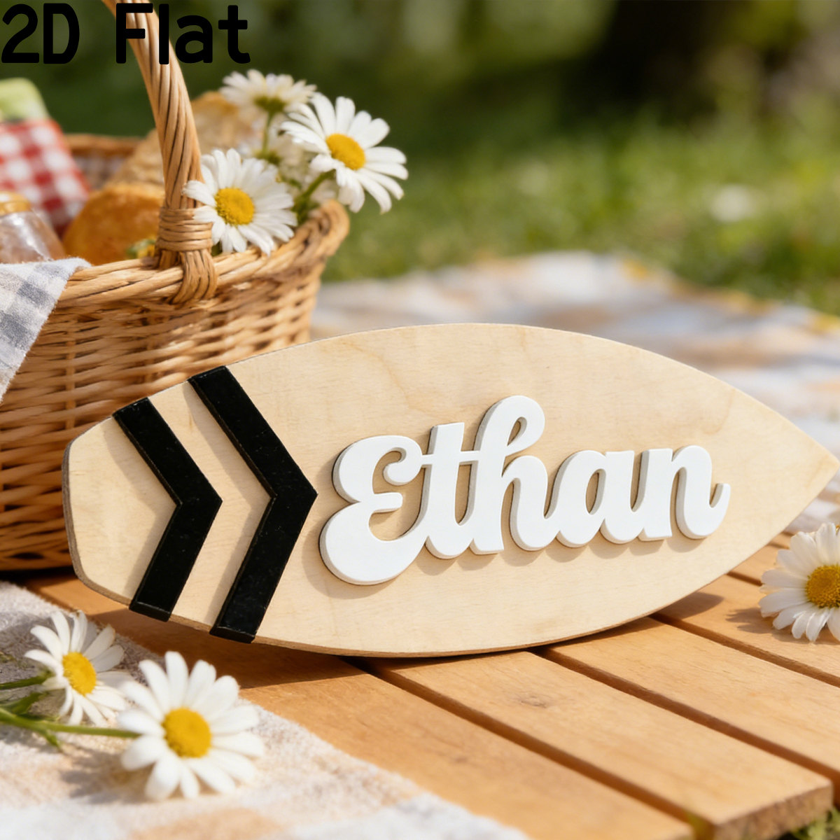 Baby Nursery Wall Decor - 1Pc Custom Surfboard Wooden Acrylic Name