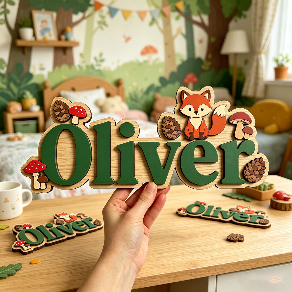 Baby Nursery Needs - Whimsical Woodland Fox Custom Name Plaque