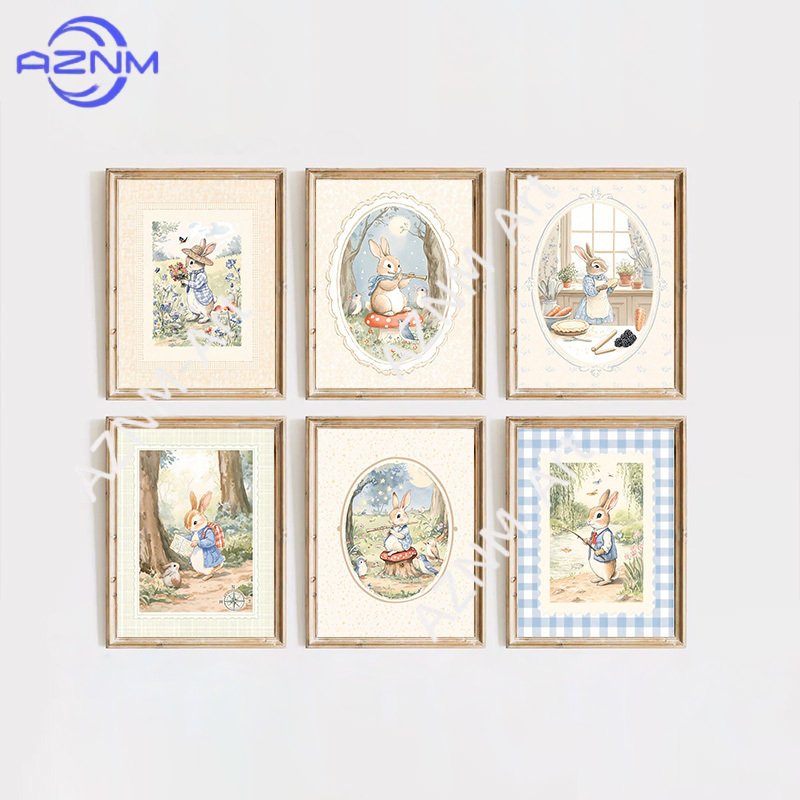Vintage Boho Blue Plaid Rabbit - Baby Nursery Vintage Decor incelemesi ve fiyatı