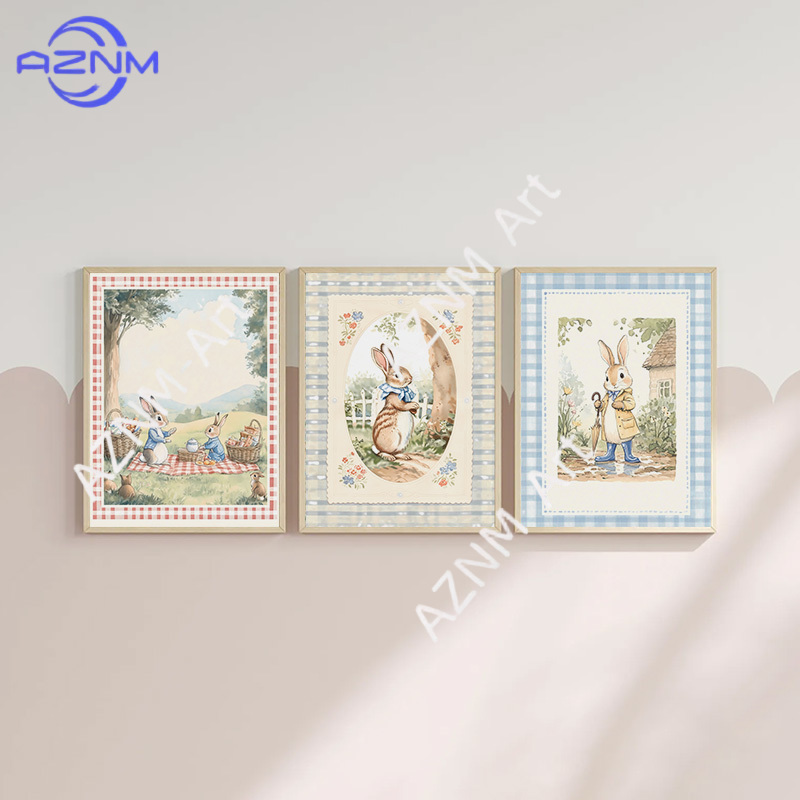 Vintage Boho Blue Plaid Rabbit - Baby Nursery Vintage Decor incelemesi ve fiyatı