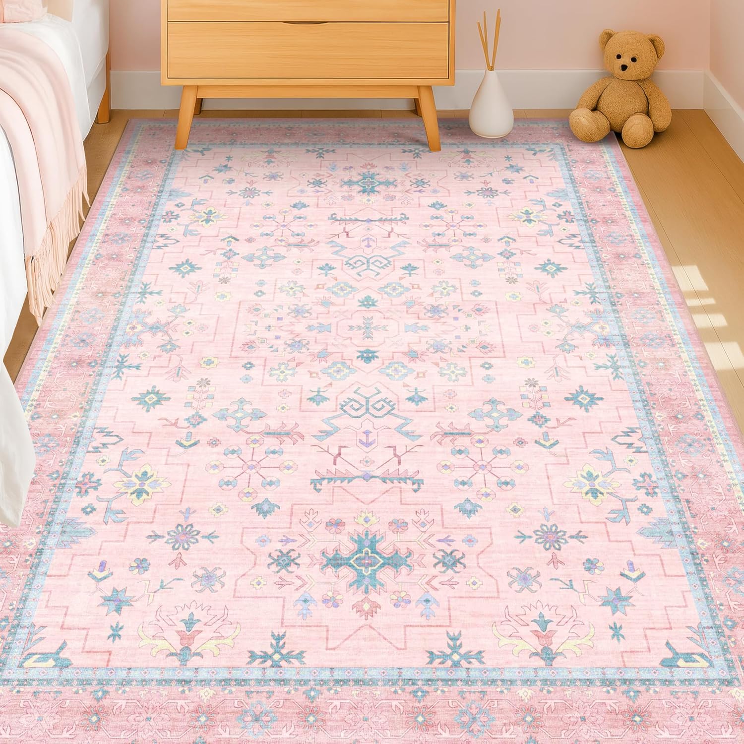 Pink Rugs for Bedroom Girls,Wa - Baby Nursery Vintage Decor incelemesi ve fiyatı
