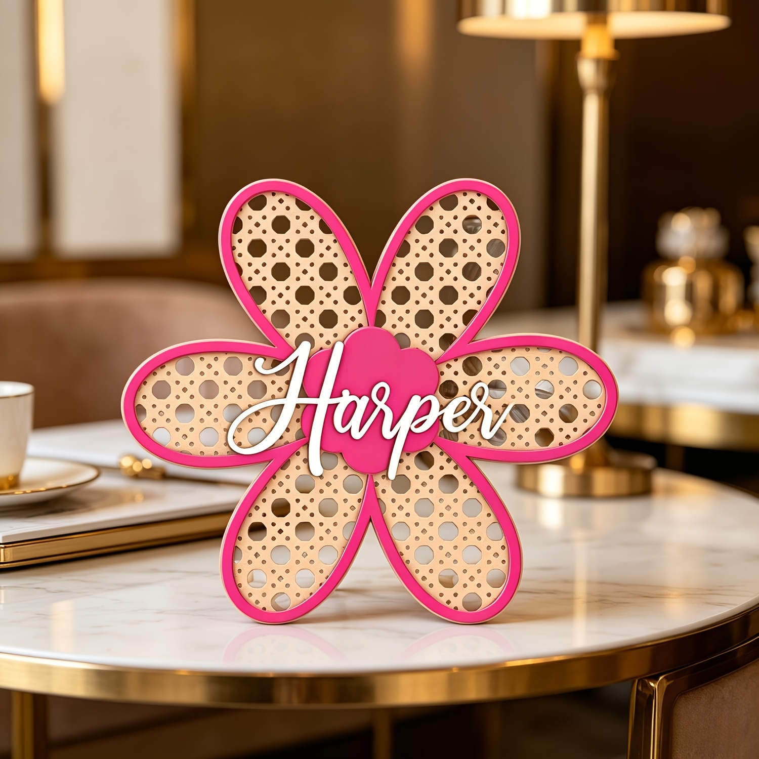 Personalized Boho Rattan Flowe - Baby Nursery Name incelemesi ve fiyatı