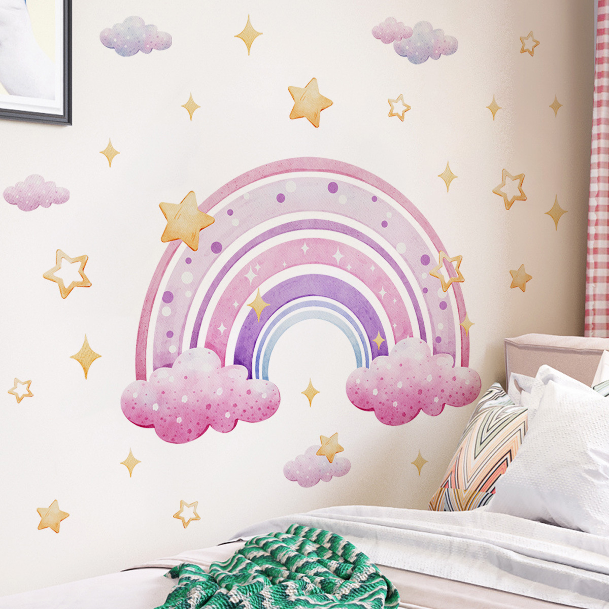 Colorful Rainbow Stars Cloud W - Baby Nursery Wall Decor incelemesi ve fiyatı