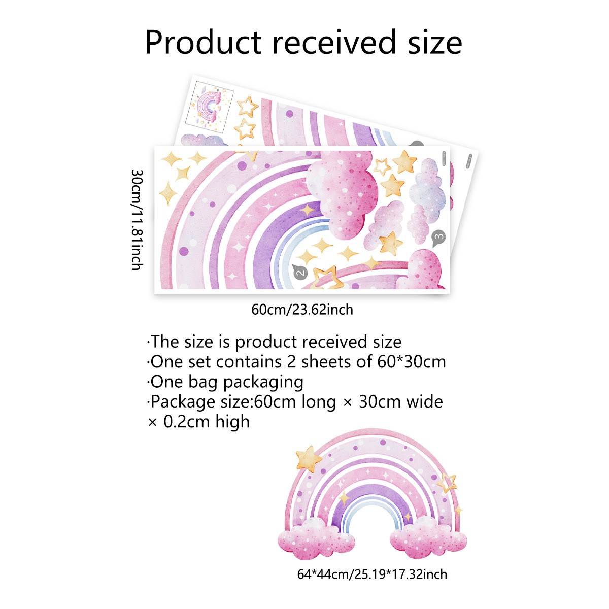 Colorful Rainbow Stars Cloud W - Baby Nursery Wall Decor incelemesi ve fiyatı