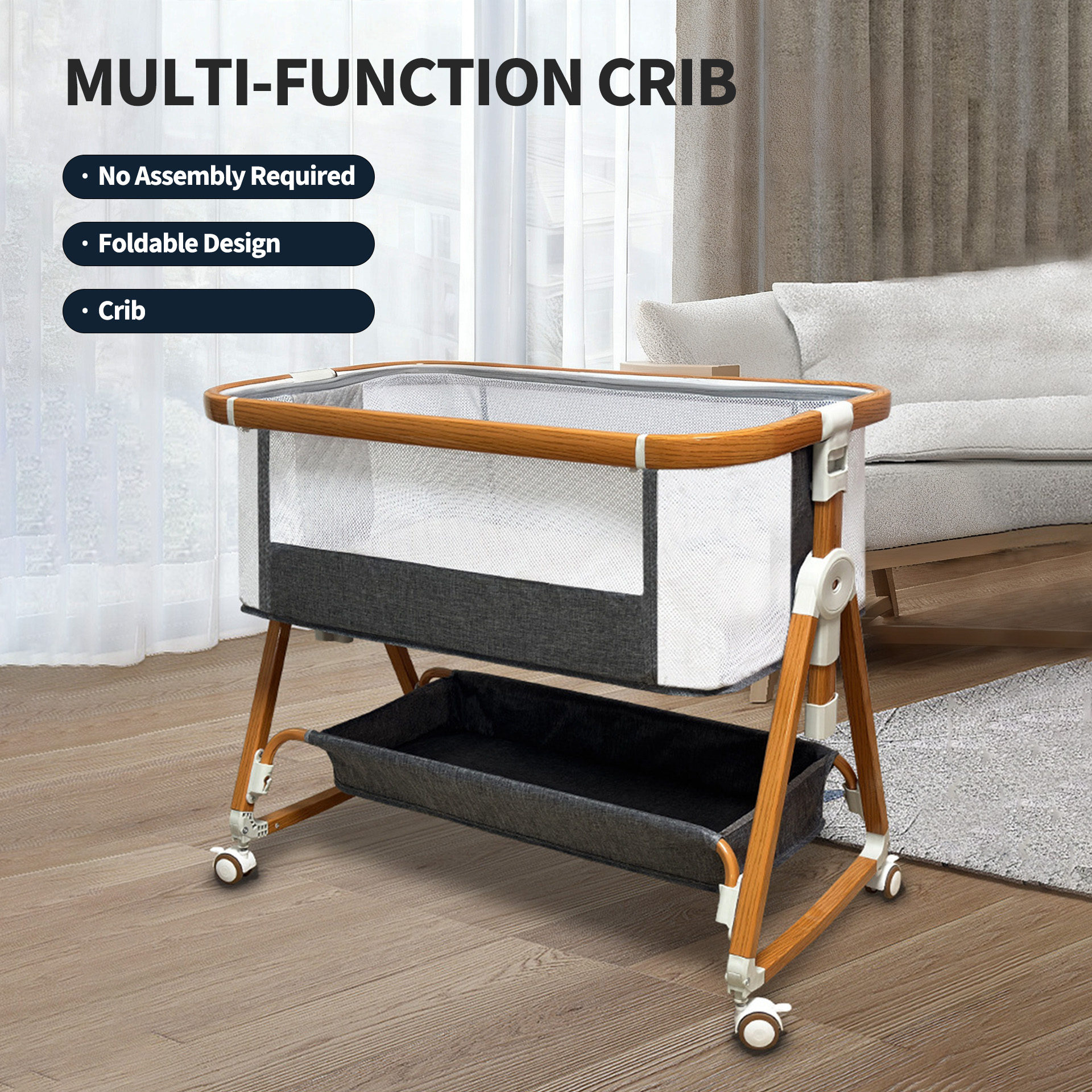 2 in 1 Rocking Baby Crib, Fold - Baby Nursery Hamper incelemesi ve fiyatı
