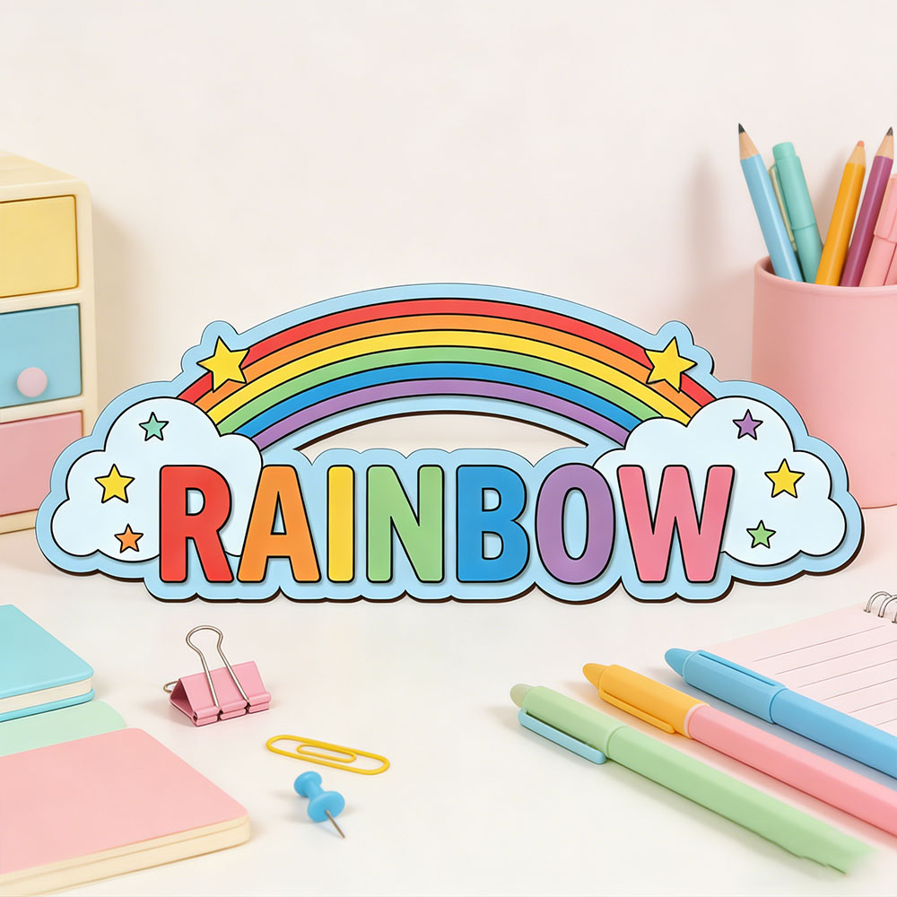 Custom Rainbow Cloud Star Name - Baby Nursery Name incelemesi ve fiyatı