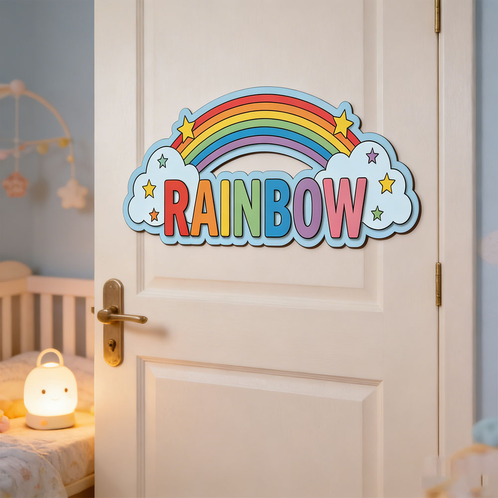 Custom Rainbow Cloud Star Name - Baby Nursery Name incelemesi ve fiyatı