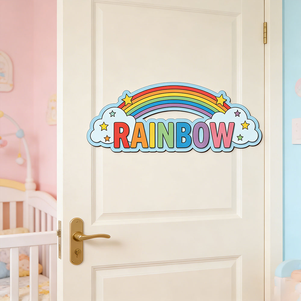 Custom Rainbow Cloud Star Name - Baby Nursery Name incelemesi ve fiyatı
