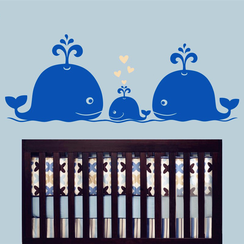 New Cute Whale Hearts Family W - Baby Nursery Vintage Decor incelemesi ve fiyatı