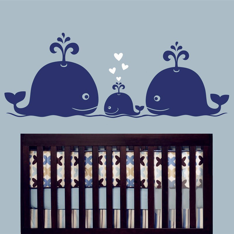 New Cute Whale Hearts Family W - Baby Nursery Vintage Decor incelemesi ve fiyatı