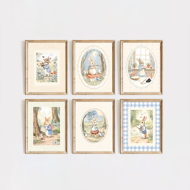 Vintage Boho Blue Plaid Rabbit - Baby Nursery Vintage Decor incelemesi ve fiyatı