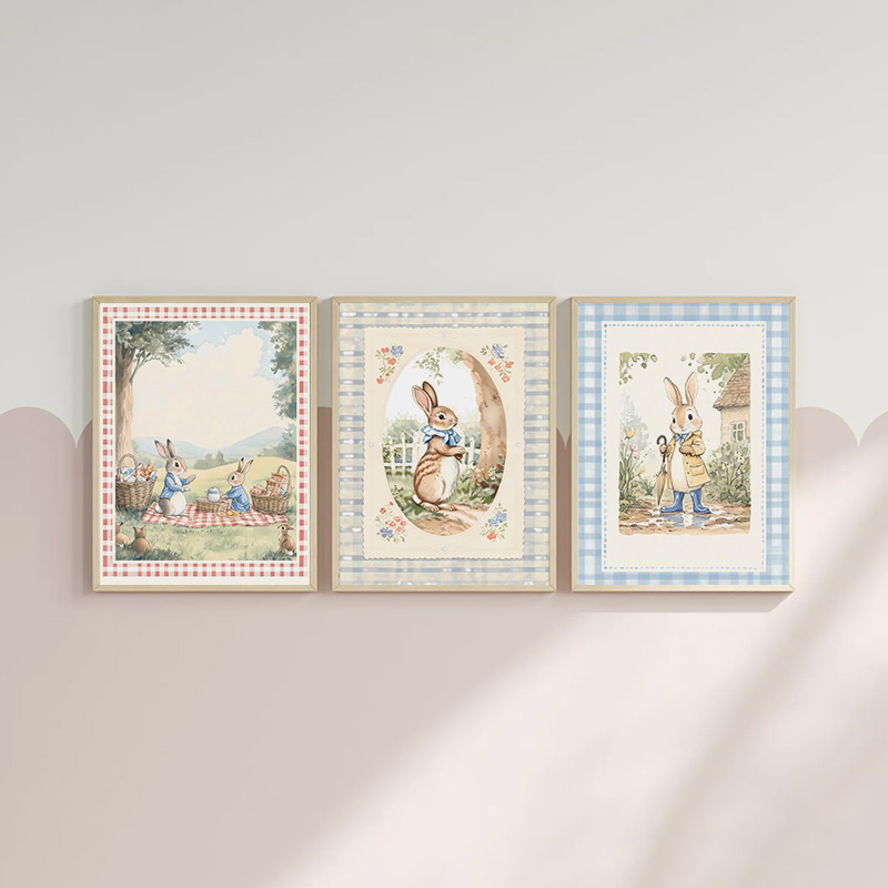 Vintage Boho Blue Plaid Rabbit - Baby Nursery Vintage Decor incelemesi ve fiyatı