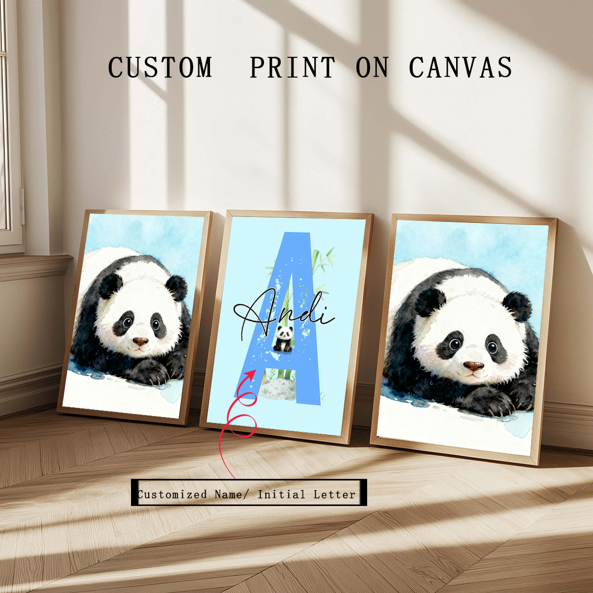 3pcs Personalized Panda Nurser - Baby Nursery Wall Decor incelemesi ve fiyatı
