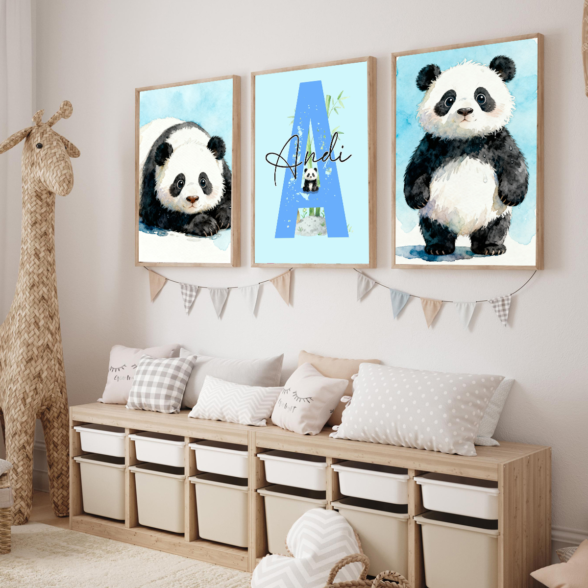 3pcs Personalized Panda Nurser - Baby Nursery Wall Decor incelemesi ve fiyatı
