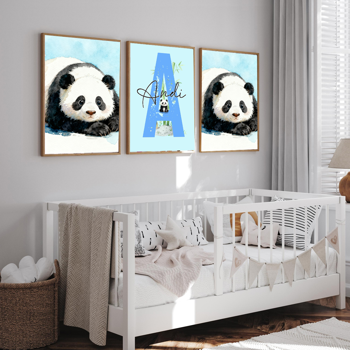 3pcs Personalized Panda Nurser - Baby Nursery Wall Decor incelemesi ve fiyatı