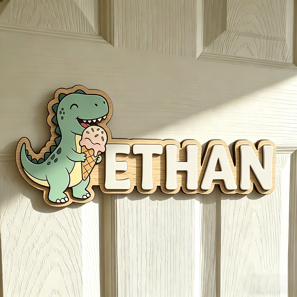Whimsical Ice Cream Dinosaur C - Baby Nursery Wall Decor incelemesi ve fiyatı