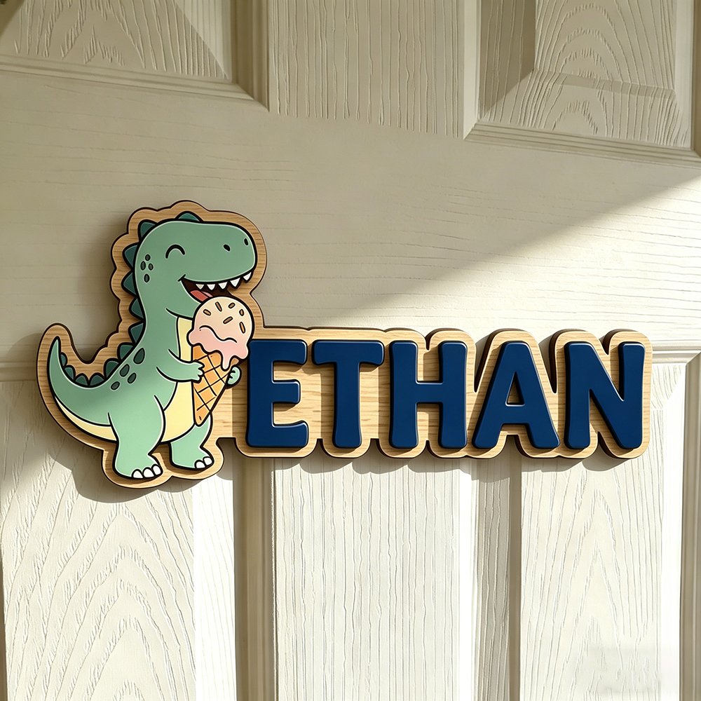 Whimsical Ice Cream Dinosaur C - Baby Nursery Wall Decor incelemesi ve fiyatı