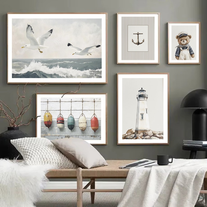 Neutral Nautical Nursery Art V - Baby Nursery Vintage Decor incelemesi ve fiyatı
