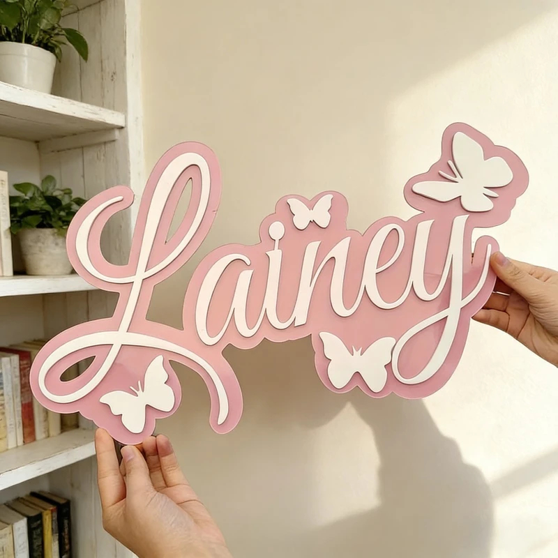 Blue Baby Name Sign with White - Baby Nursery Wall Decor incelemesi ve fiyatı