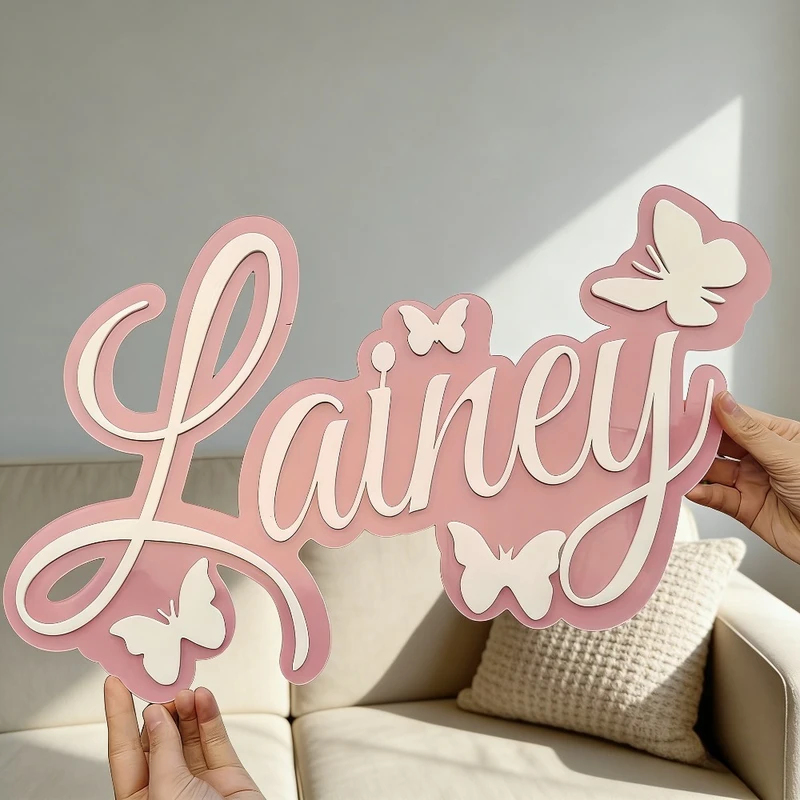 Blue Baby Name Sign with White - Baby Nursery Wall Decor incelemesi ve fiyatı