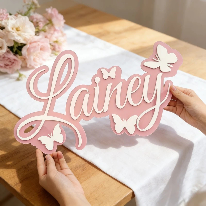 Blue Baby Name Sign with White - Baby Nursery Wall Decor incelemesi ve fiyatı