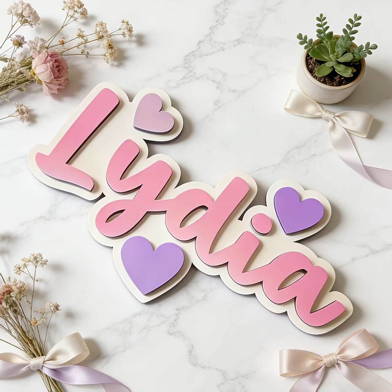 Personalized Gradient Heart Na - Baby Nursery Name incelemesi ve fiyatı