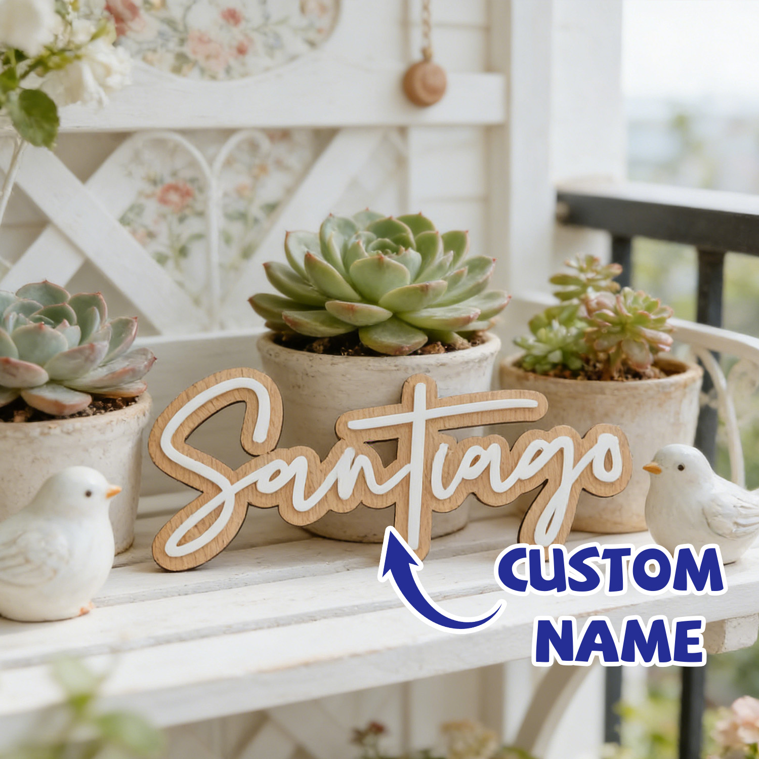 1Pc Custom Name Cute White Woo - Baby Nursery Wall Decor incelemesi ve fiyatı
