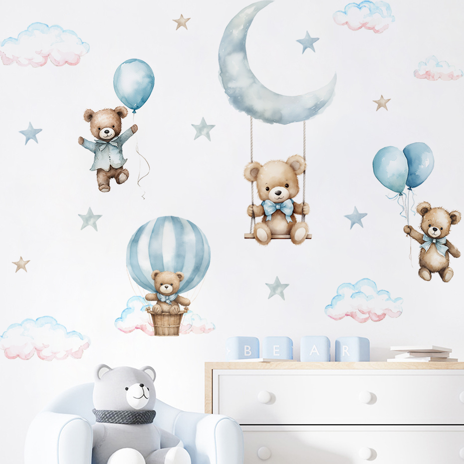 Watercolor Bear Hot Air Balloo - Baby Nursery Needs incelemesi ve fiyatı