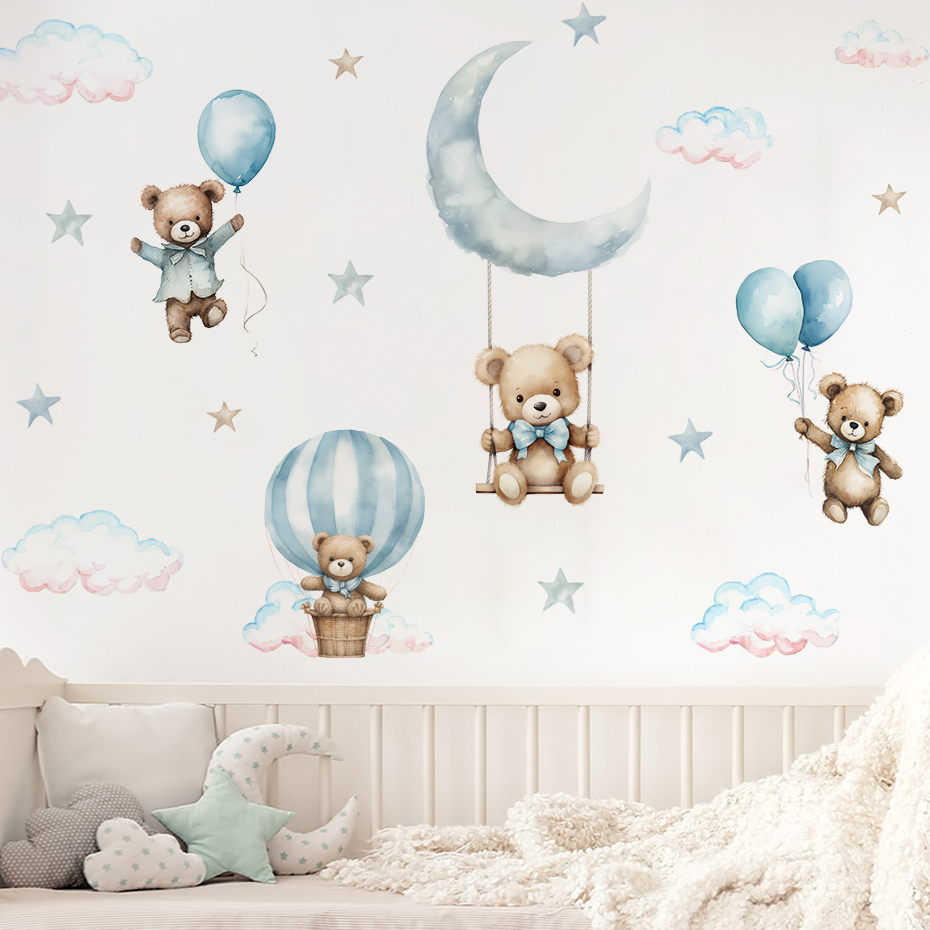 Watercolor Bear Hot Air Balloo - Baby Nursery Needs incelemesi ve fiyatı