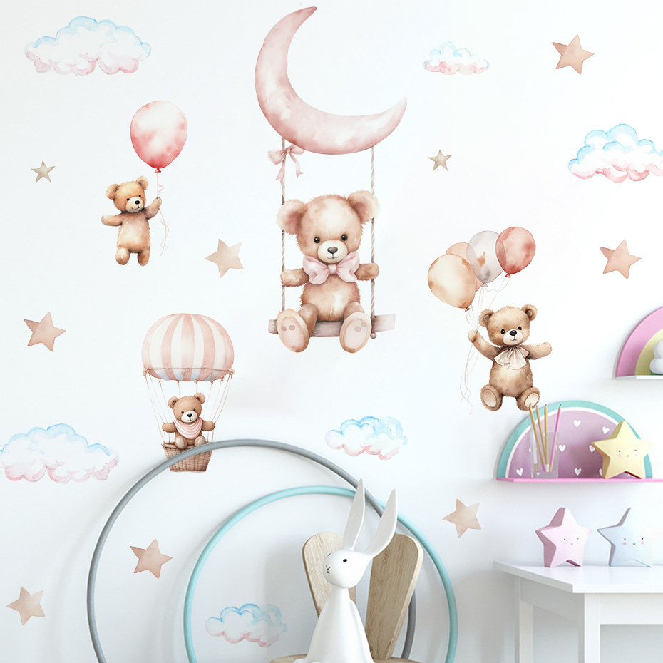 Watercolor Bear Hot Air Balloo - Baby Nursery Needs incelemesi ve fiyatı