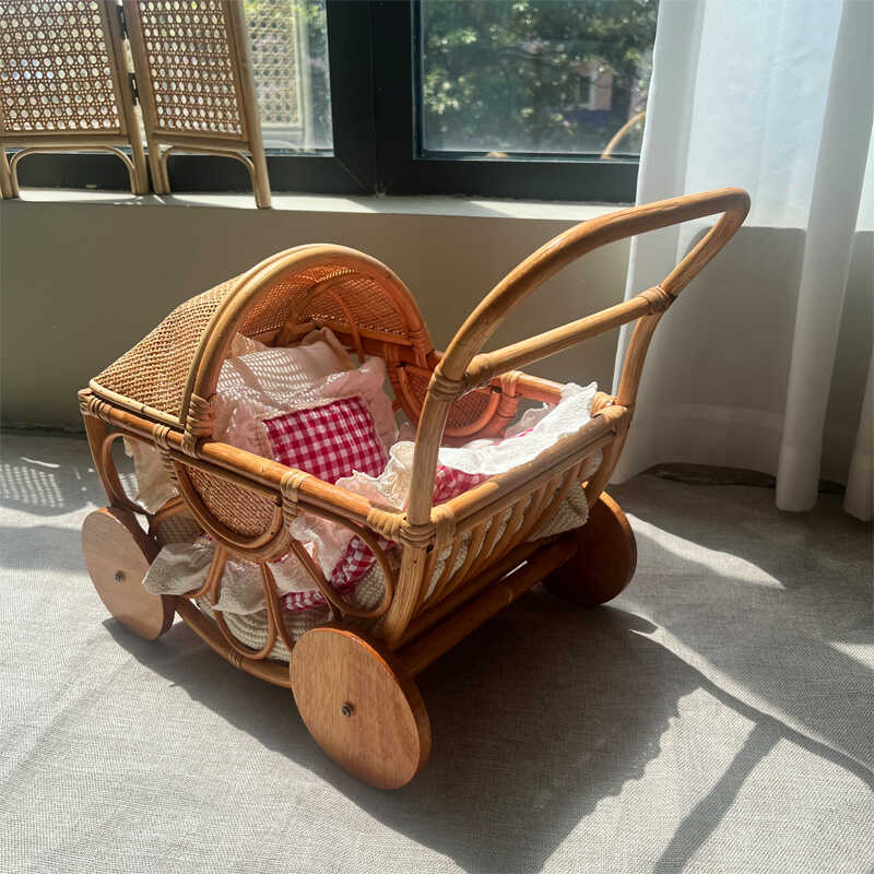 Woven Rattan Baby Stroller Vin - Baby Nursery Vintage Decor incelemesi ve fiyatı
