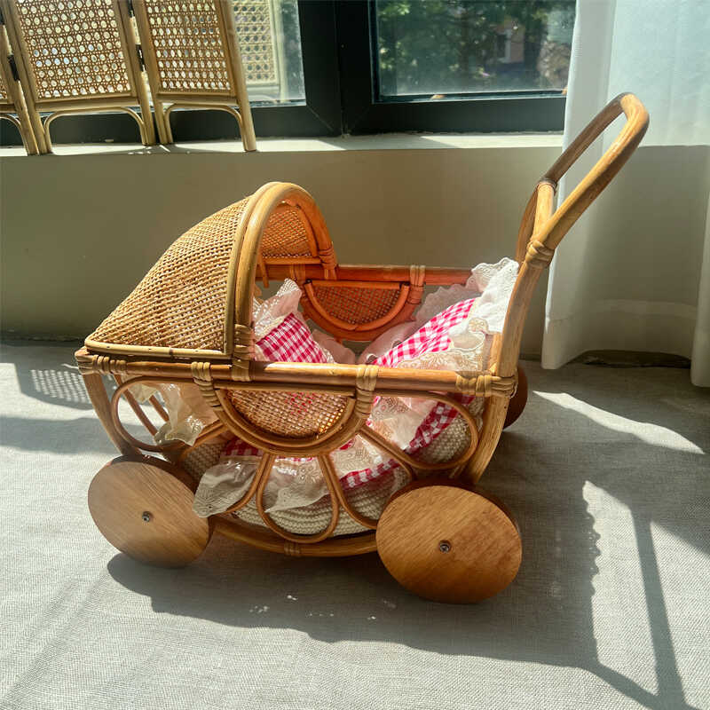 Woven Rattan Baby Stroller Vin - Baby Nursery Vintage Decor incelemesi ve fiyatı