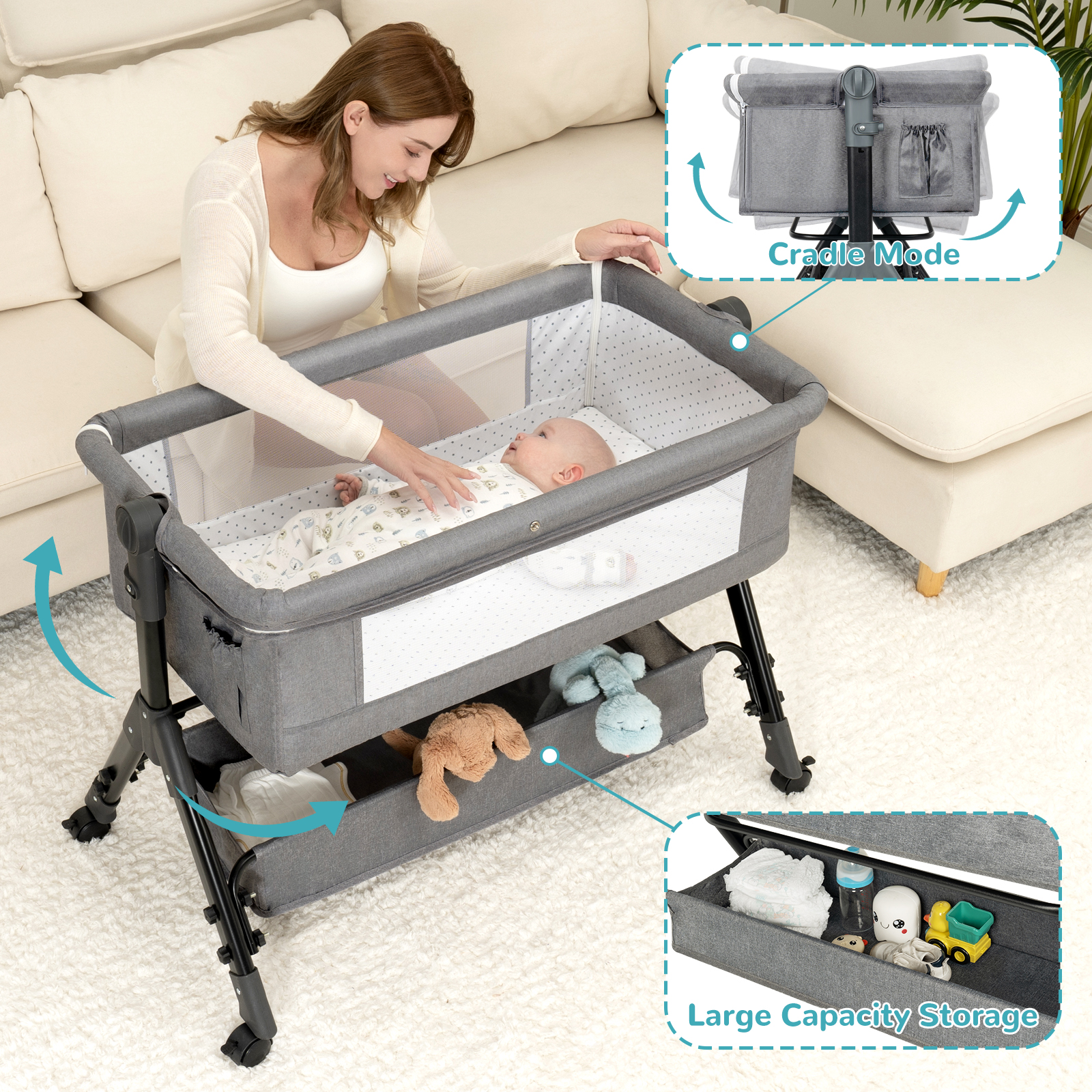 3 in 1 Baby Bassinet Bedside S - Baby Nursery Hamper incelemesi ve fiyatı