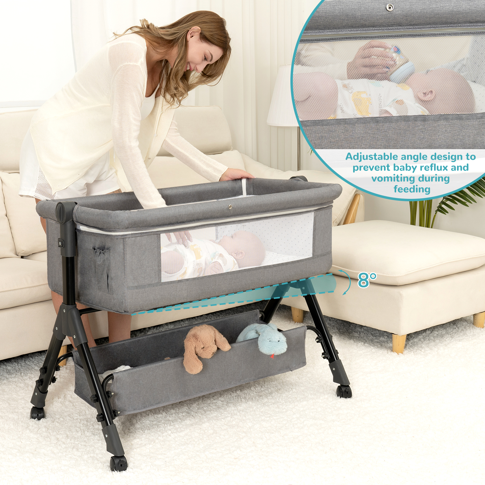 3 in 1 Baby Bassinet Bedside S - Baby Nursery Hamper incelemesi ve fiyatı