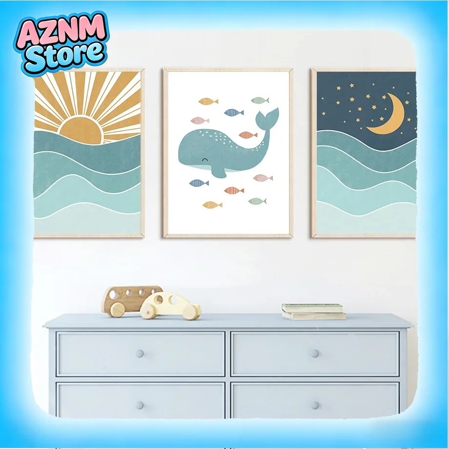 Fish Whale Seagull Sunrise Sun - Baby Nursery Quotes incelemesi ve fiyatı