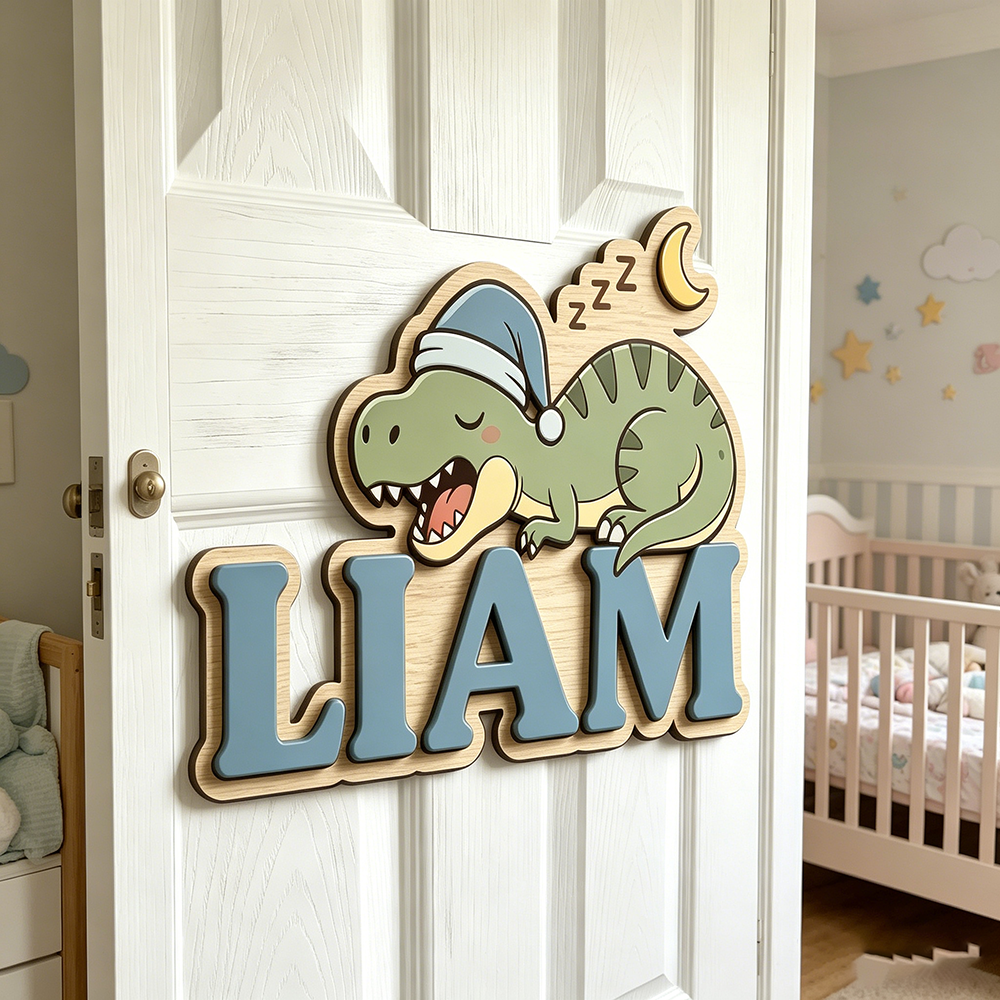 Personalized Sleepy Dinosaur N - Baby Nursery Name incelemesi ve fiyatı