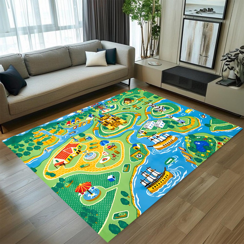 Cute Car Track Play Rug Green  - Baby Nursery Rug incelemesi ve fiyatı