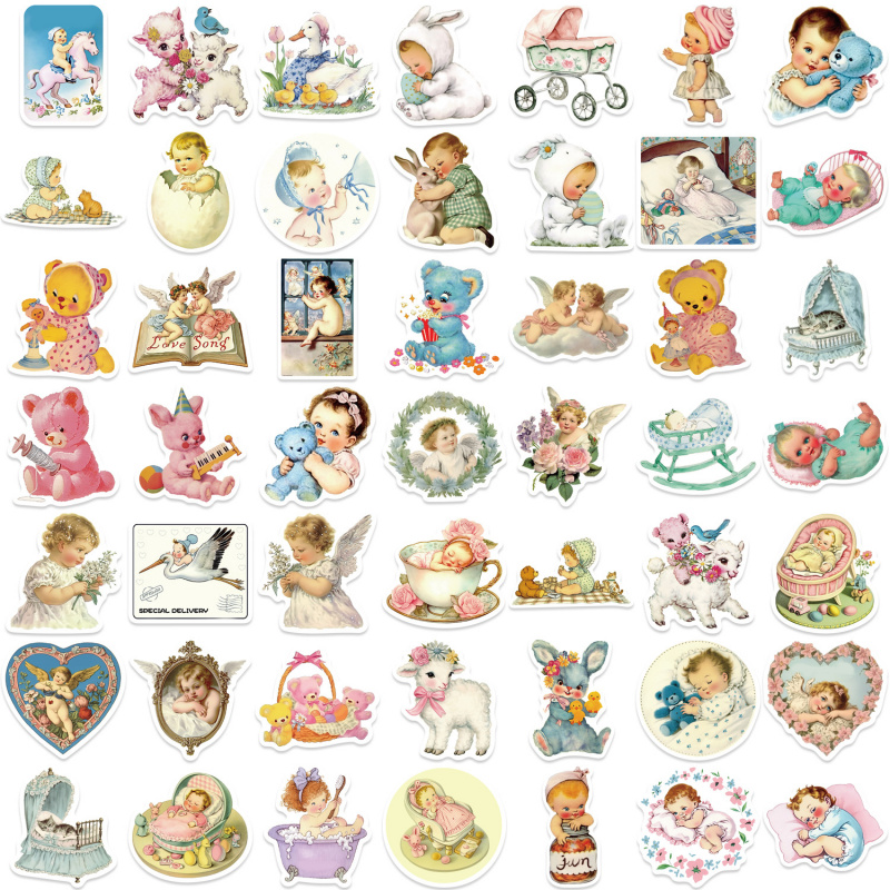 50pcs Vintage Baby Stickers Cu - Baby Nursery Vintage Decor incelemesi ve fiyatı