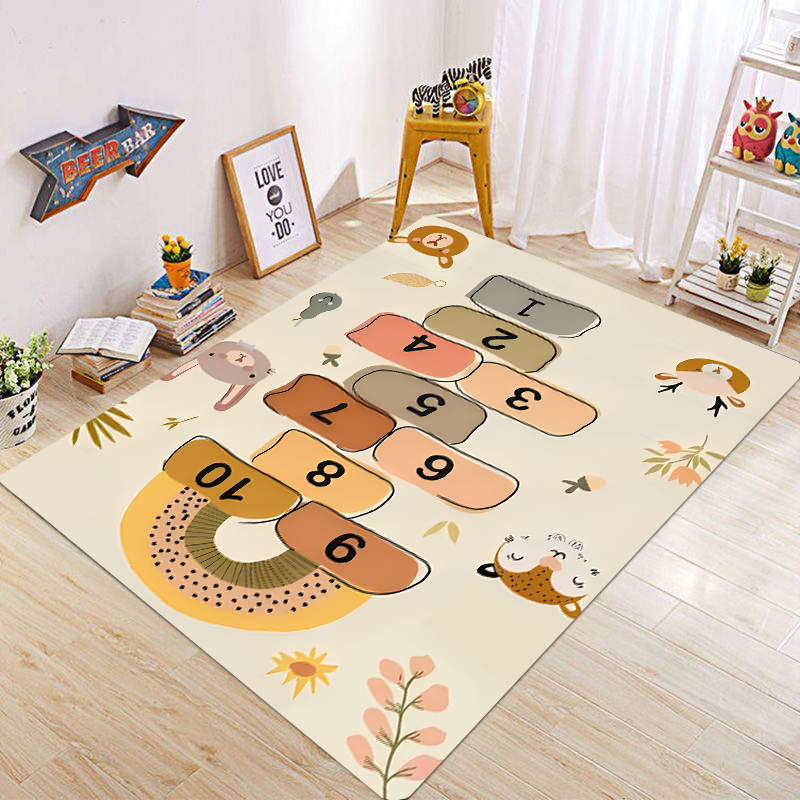 Cute Cartoon Animal Hopscotch  - Baby Nursery Rug incelemesi ve fiyatı
