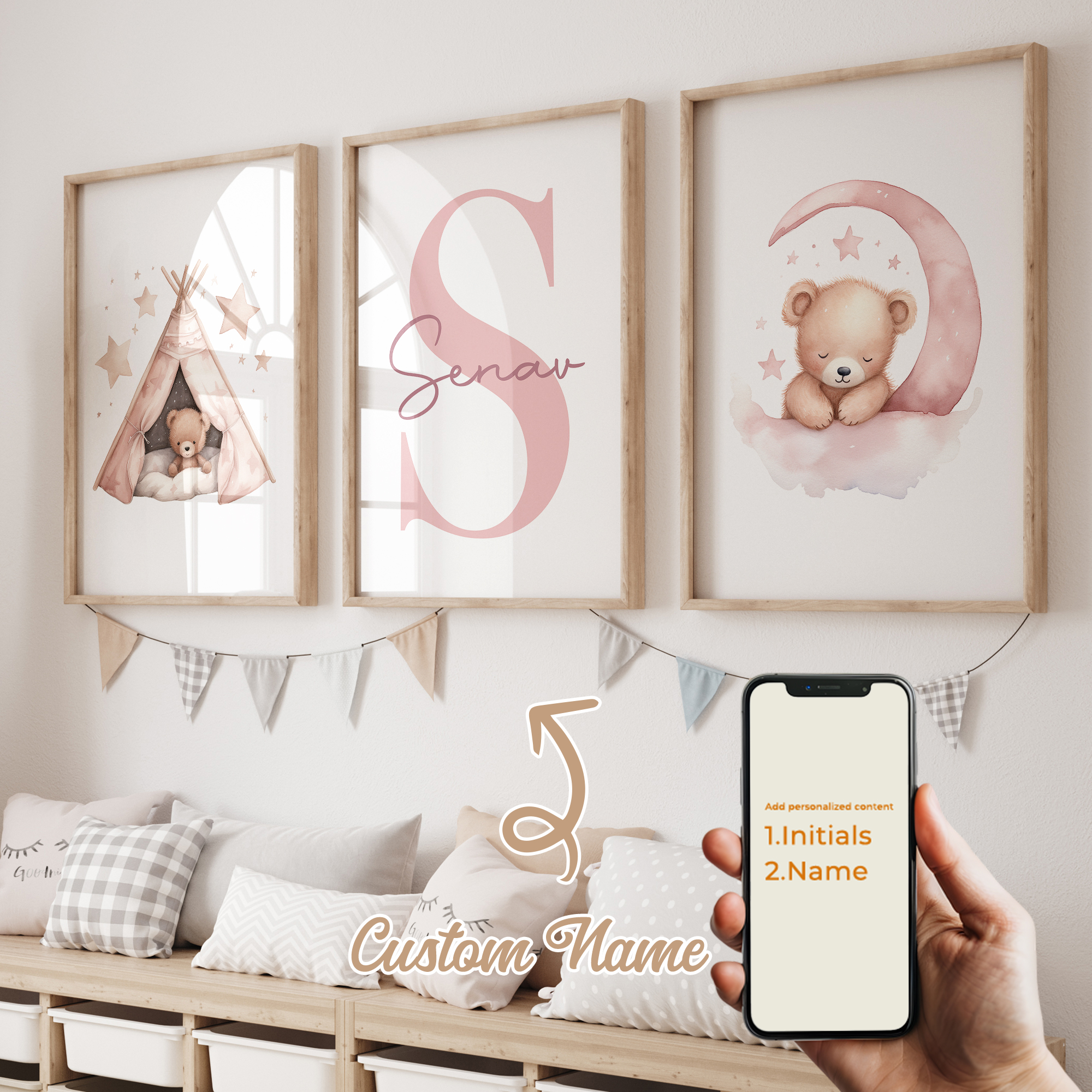 3pcs Personalized Custom Name  - Baby Nursery Wall Decor incelemesi ve fiyatı