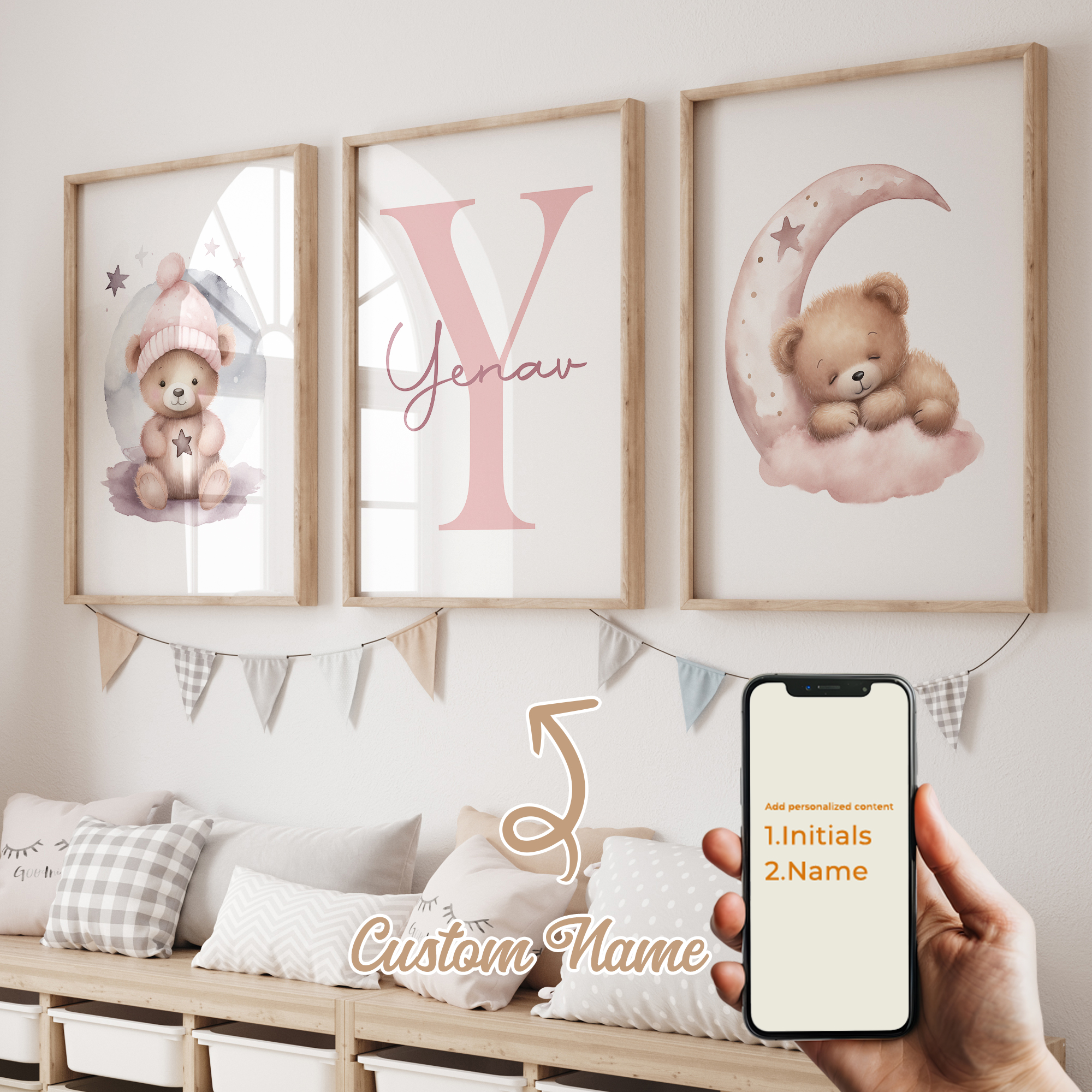 3pcs Personalized Custom Name  - Baby Nursery Wall Decor incelemesi ve fiyatı